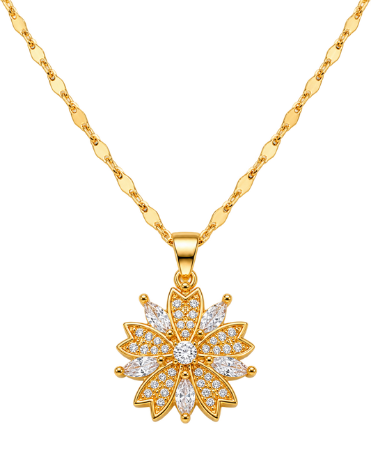 Collar Giratorio de Flor de Circonita